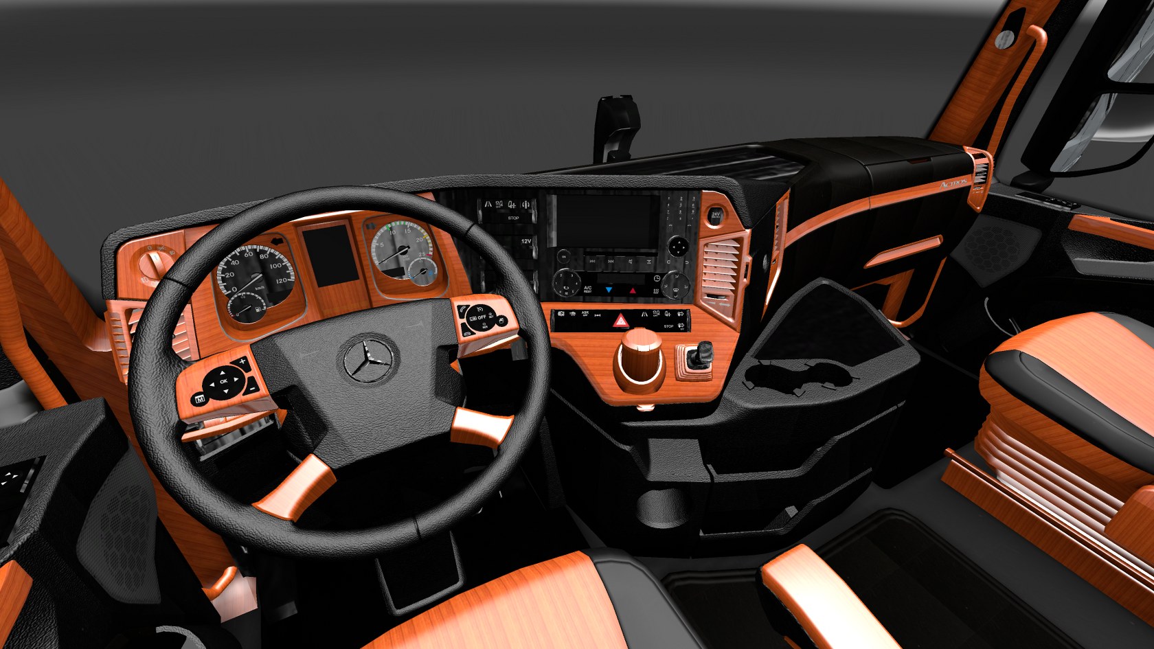Mercedes Benz MP4 Orange Wood Interior Mod ETS2 Euro